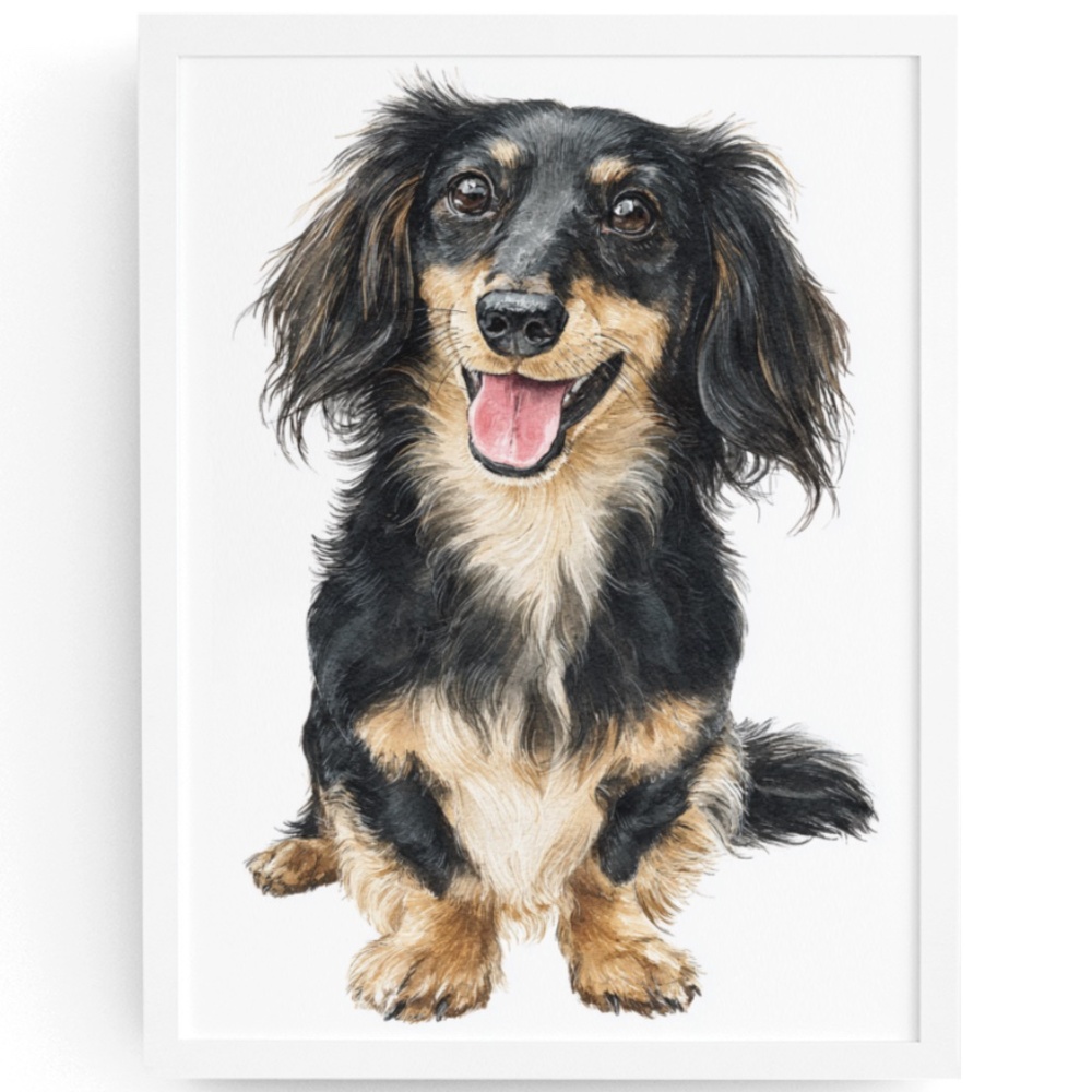 Watercolor Dachshund Dog Portrait Art Print – Unframed Fine Art Poster